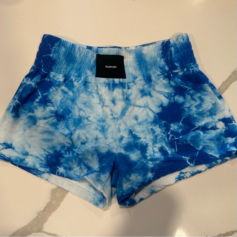 TALENTLESS Blue White Tie-Dye Athletic Shorts